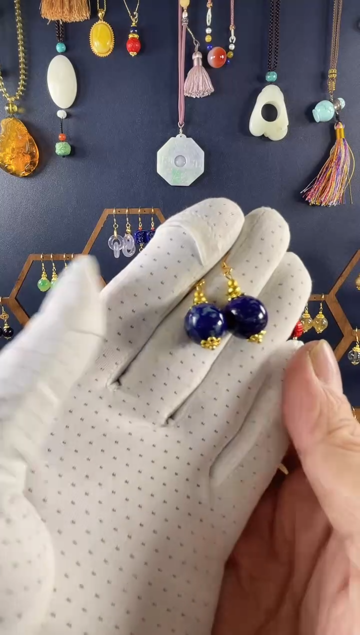 合金青金石耳饰合金青花系列青金石耳饰