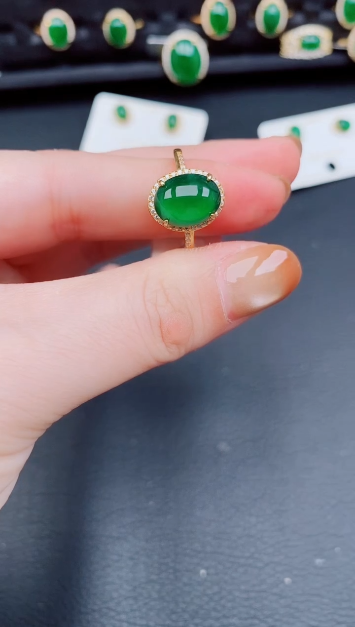 【闪购商品】翡翠戒指银S925镶嵌天然a货翡翠221