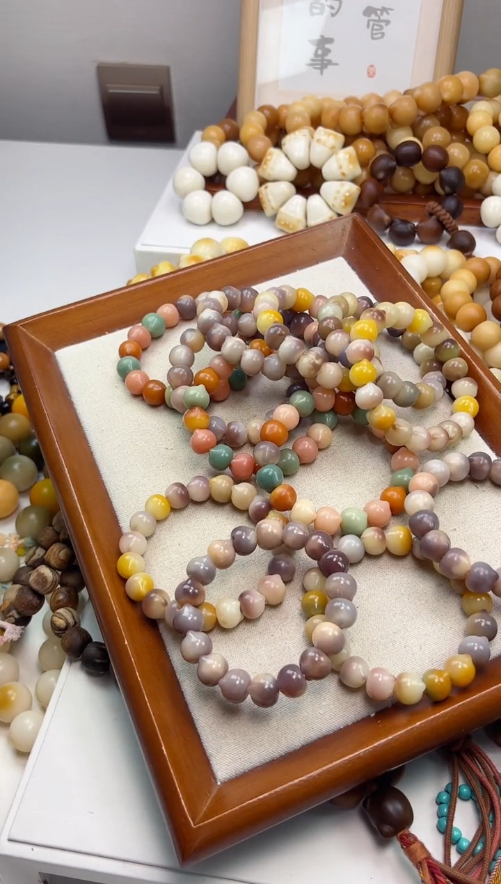 手串菩提根/象牙果沐a30紫美人玉化猫猫头14mm手串瑕疵不补随机