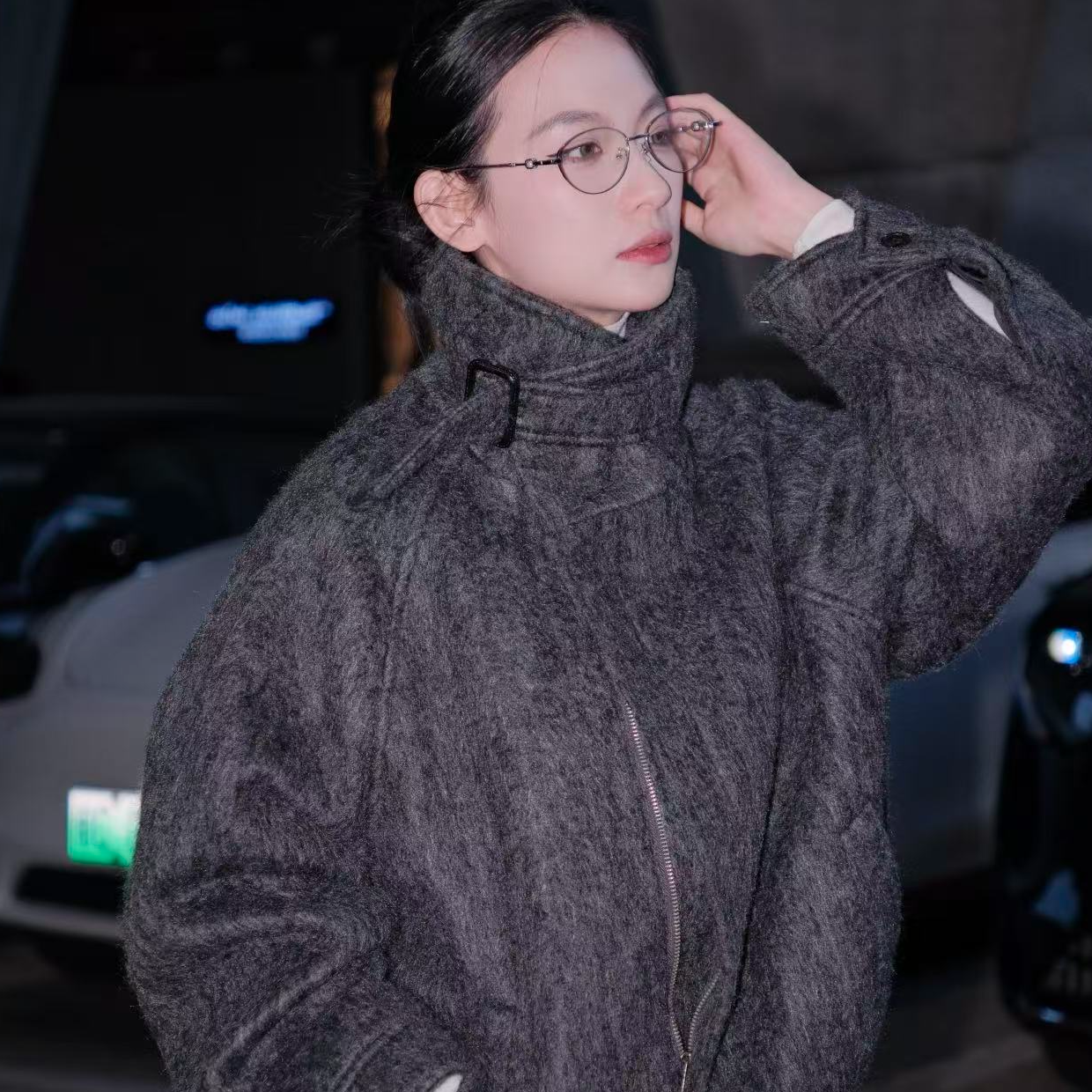 翻领直下摆立领格子厚款羊毛呢外套休闲ins夹克外套女士