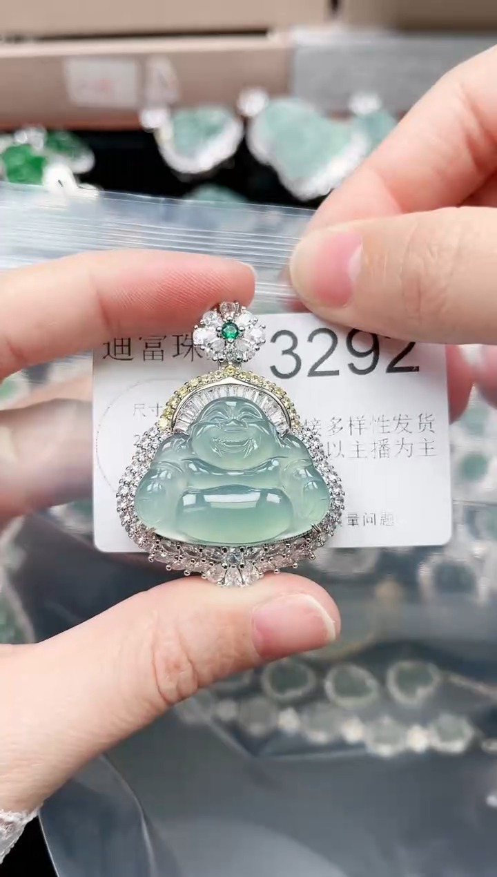 【闪购商品】翡翠颈饰未镶嵌赠皮绳3292