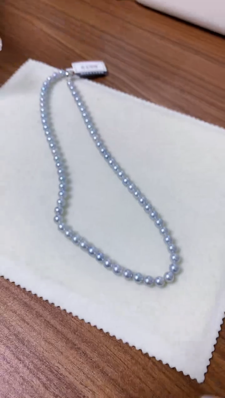 【闪购商品】海水珍珠饰品银S925镶嵌6-7真多麻色满珠链