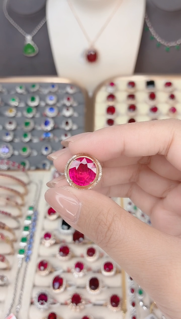 18K金镶嵌戒指碧玺-6.55ct