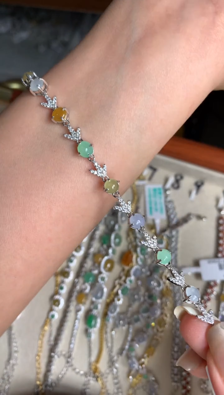 银S925镶嵌戒指翡翠手链