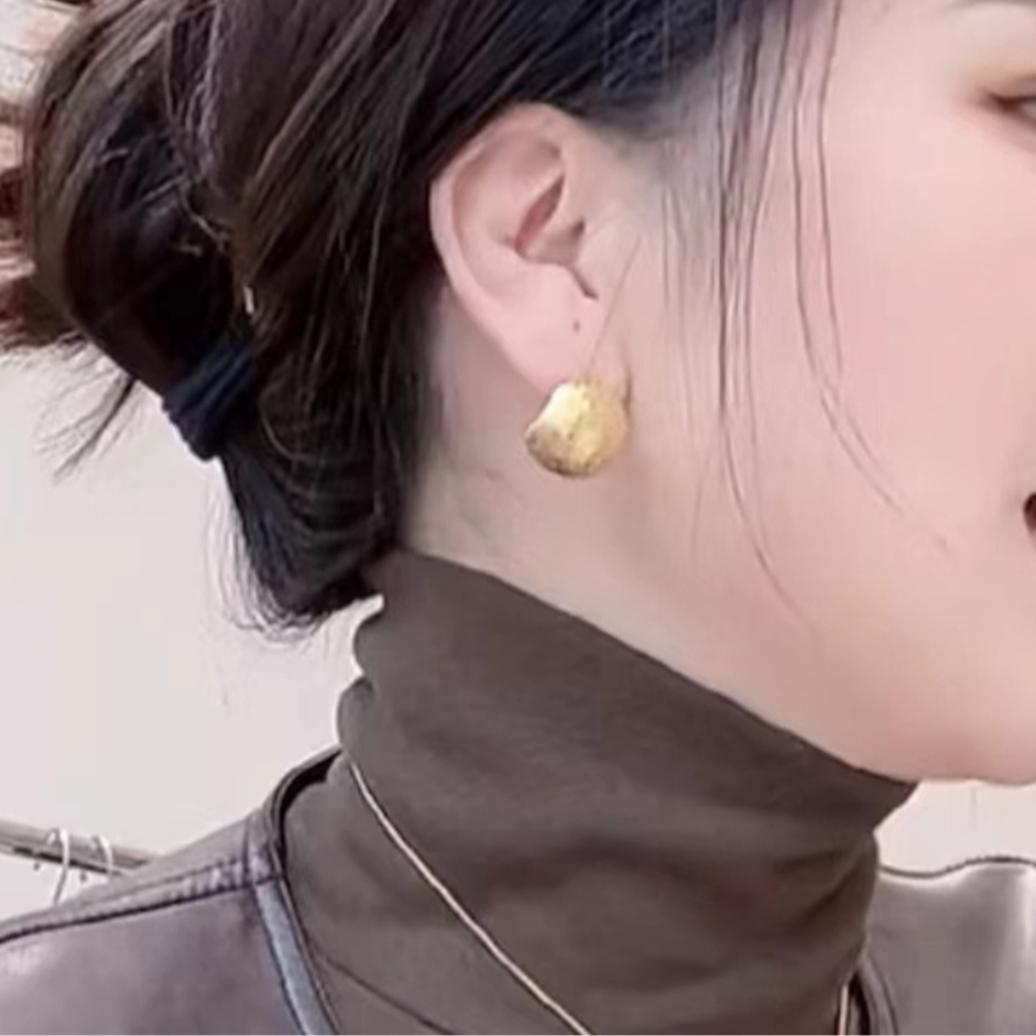 小众高级感耳环半圆C形耳钉925银针潮时髦耳饰