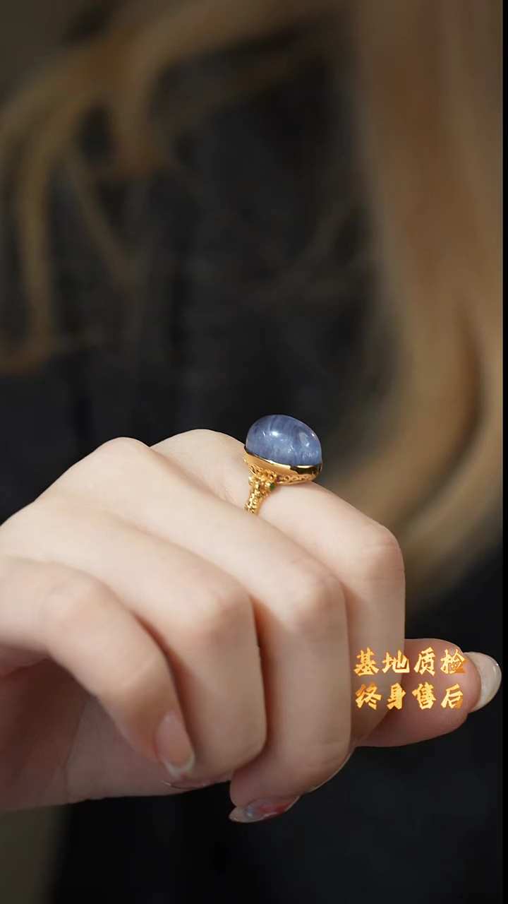 【闪购商品】戒指18K金镶嵌水晶Q11（多样性发一件）蓝线