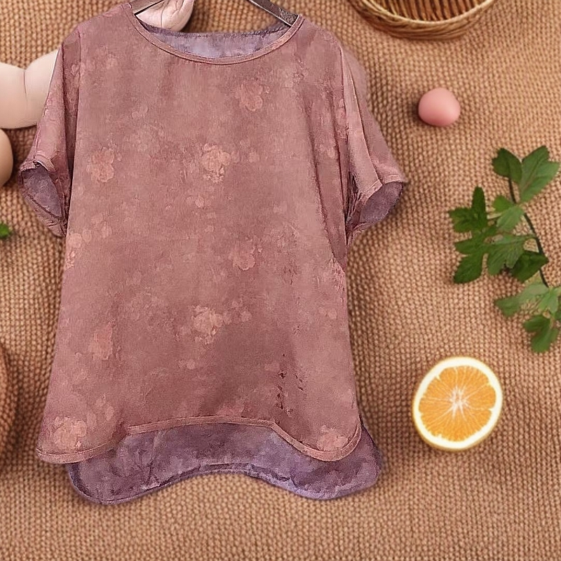 6088-云朵-双面穿上衣女装夏季显瘦时尚文艺圆领宽松小衫