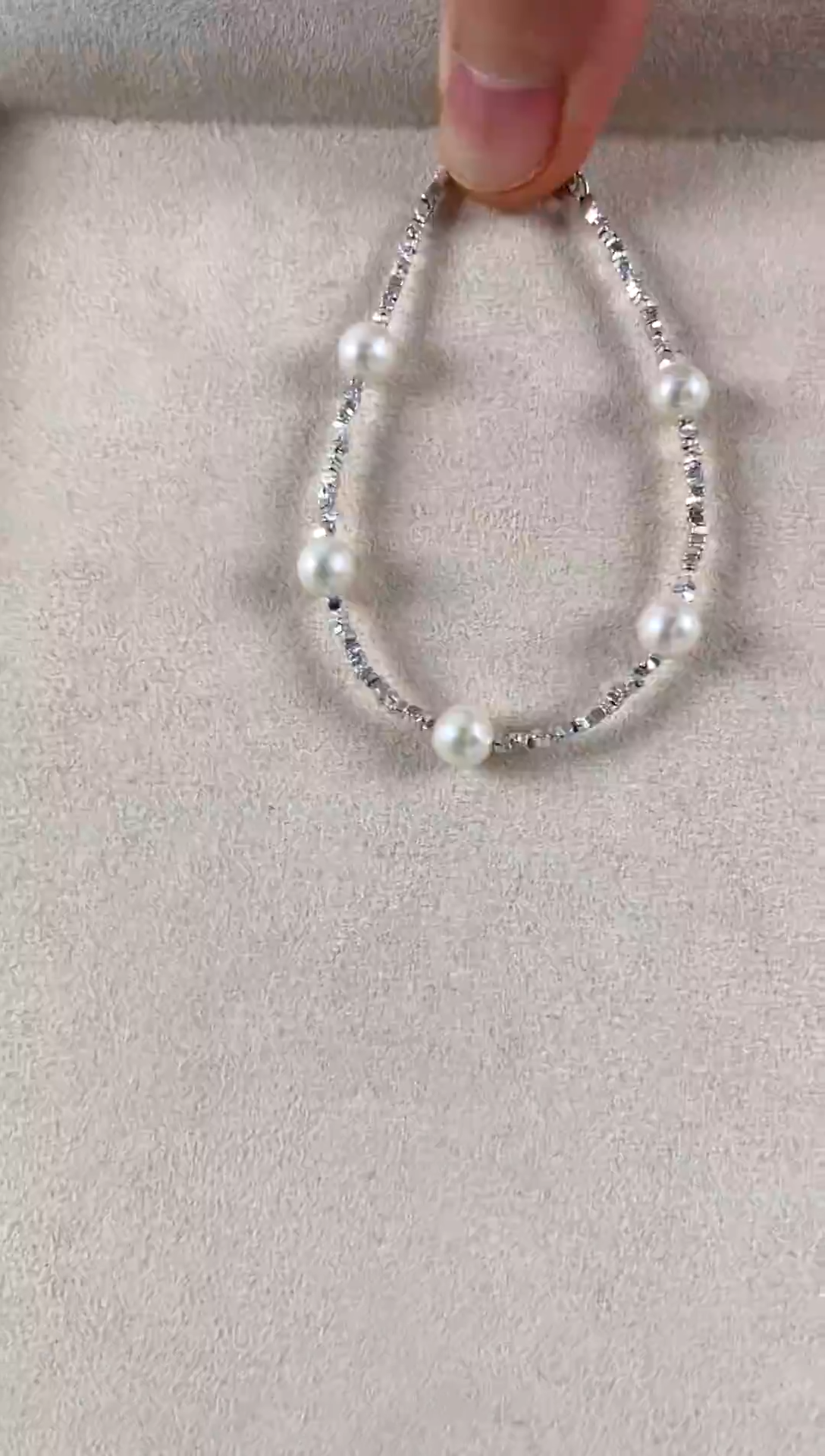 银S925镶嵌手镯淡水珍珠碎银子珍珠手链