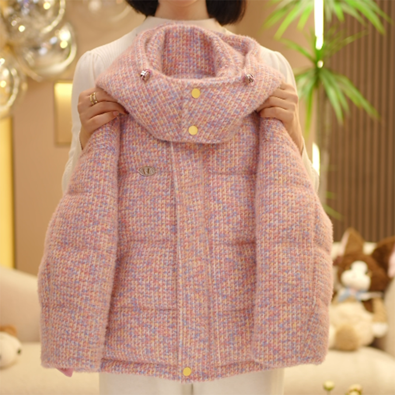 【米小洛】2025冬款儿童韩版时尚洋气宝宝加厚款连帽棉服外套保暖粉