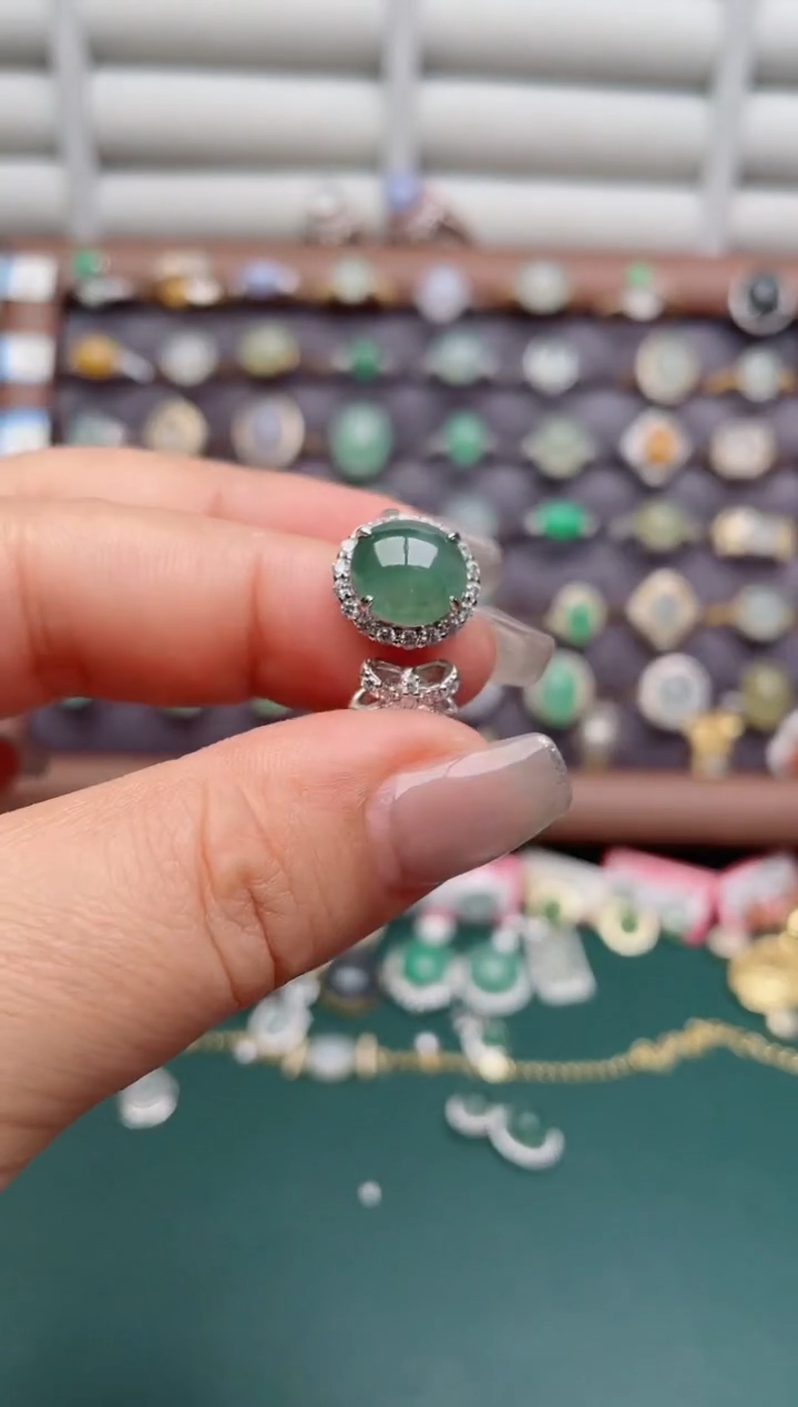 银S925镶嵌戒指翡翠.