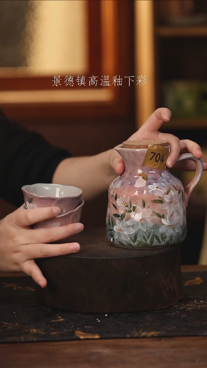 陶瓷景德镇高温釉下手绘陶瓷@L704@