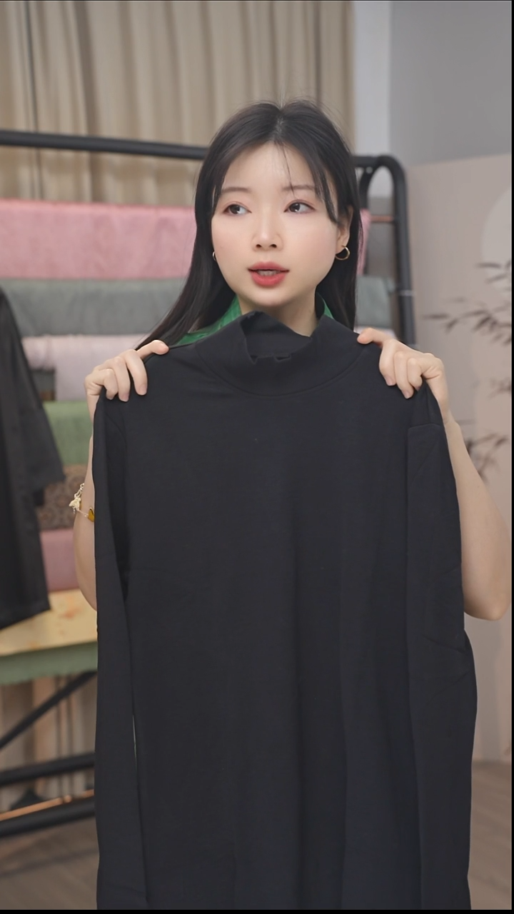 豆*桑蚕丝加绒打底衫黑色L码