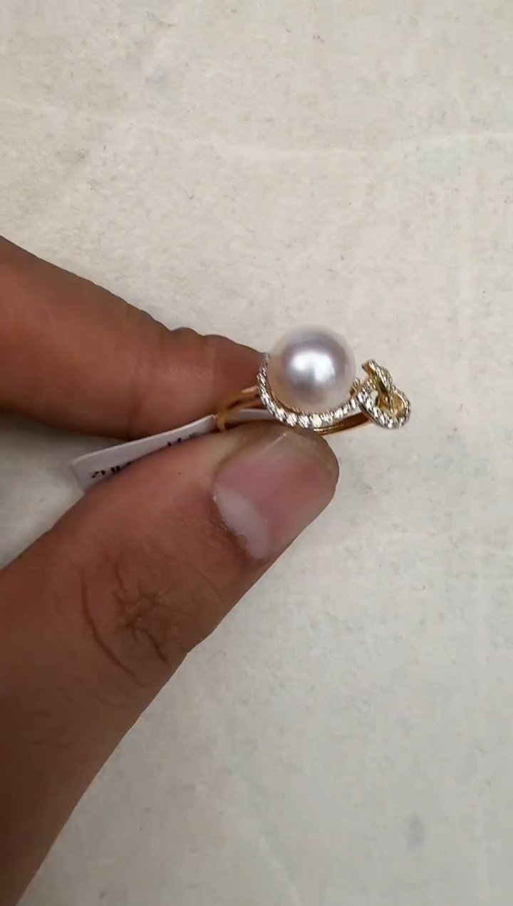 银S925镶嵌戒指海水珍珠戒指