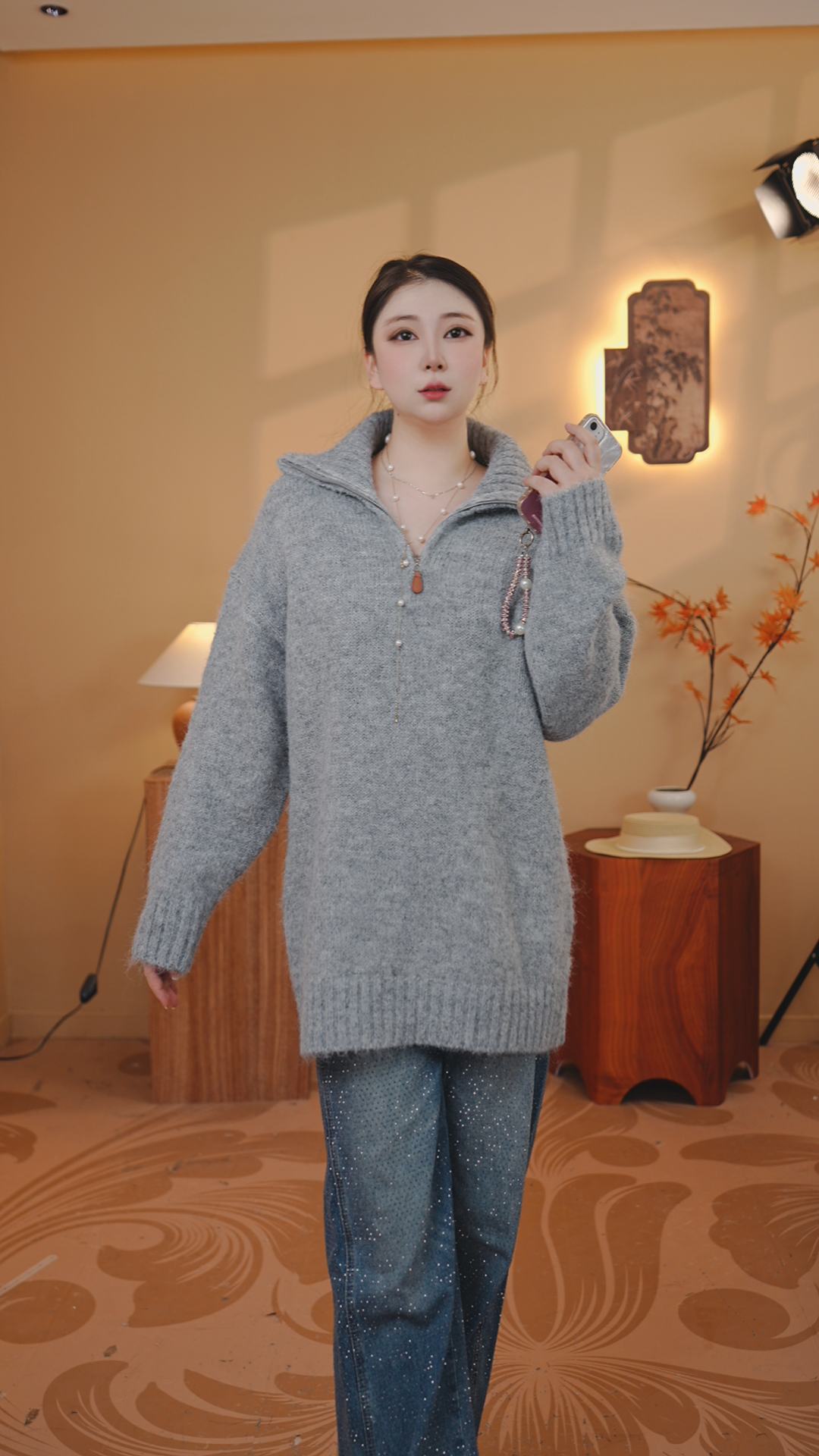 敏汐（劳某纶同款拉链同款女装针织）