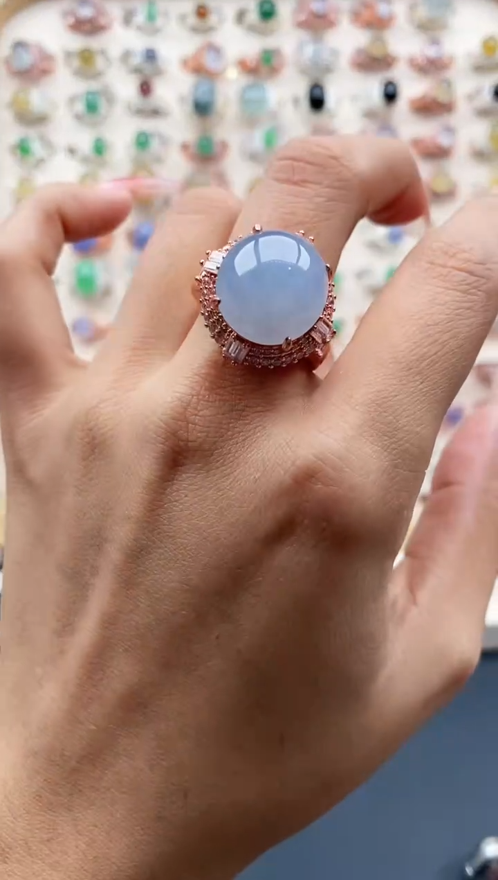 【闪购商品】翡翠戒指未镶嵌缅甸天然A货翡翠555  3+10