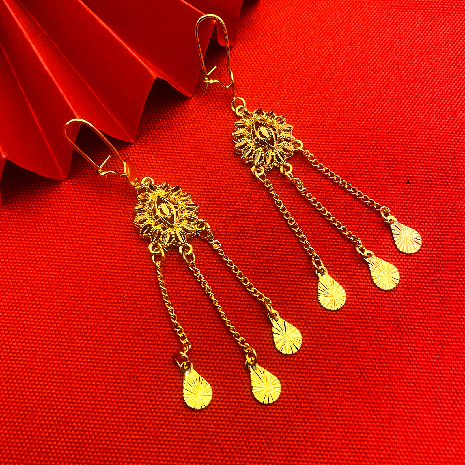 铜合金耳饰 【太阳花流苏花耳环】精美流苏不掉色复古时尚耳饰气质