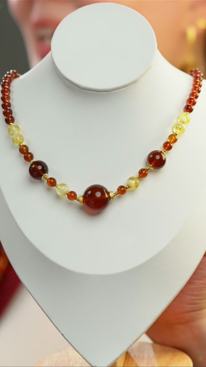 【闪购商品】琥珀颈饰未镶嵌17灵草珀设计款项链6+