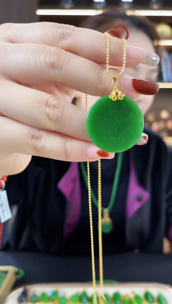 【闪购商品】和田玉·银S925镶嵌圆牌吊坠 不含链