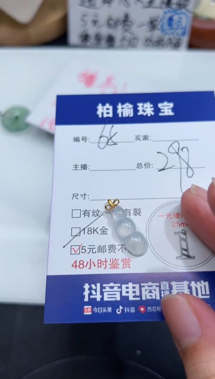 翡翠18K金镶嵌颈饰65豆子