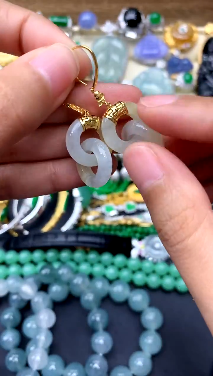 【闪购商品】翡翠耳饰18K金镶嵌193-中国好珍宝