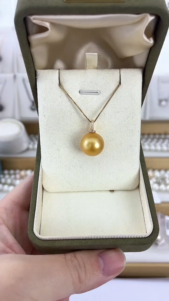 【闪购商品】海水珍珠颈饰未镶嵌天然极光珍珠浓金金珠吊坠奶嘴扣