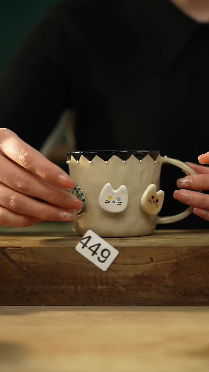 【闪购商品】瓷片新品！设计师手捏转纽小猫/咖啡杯