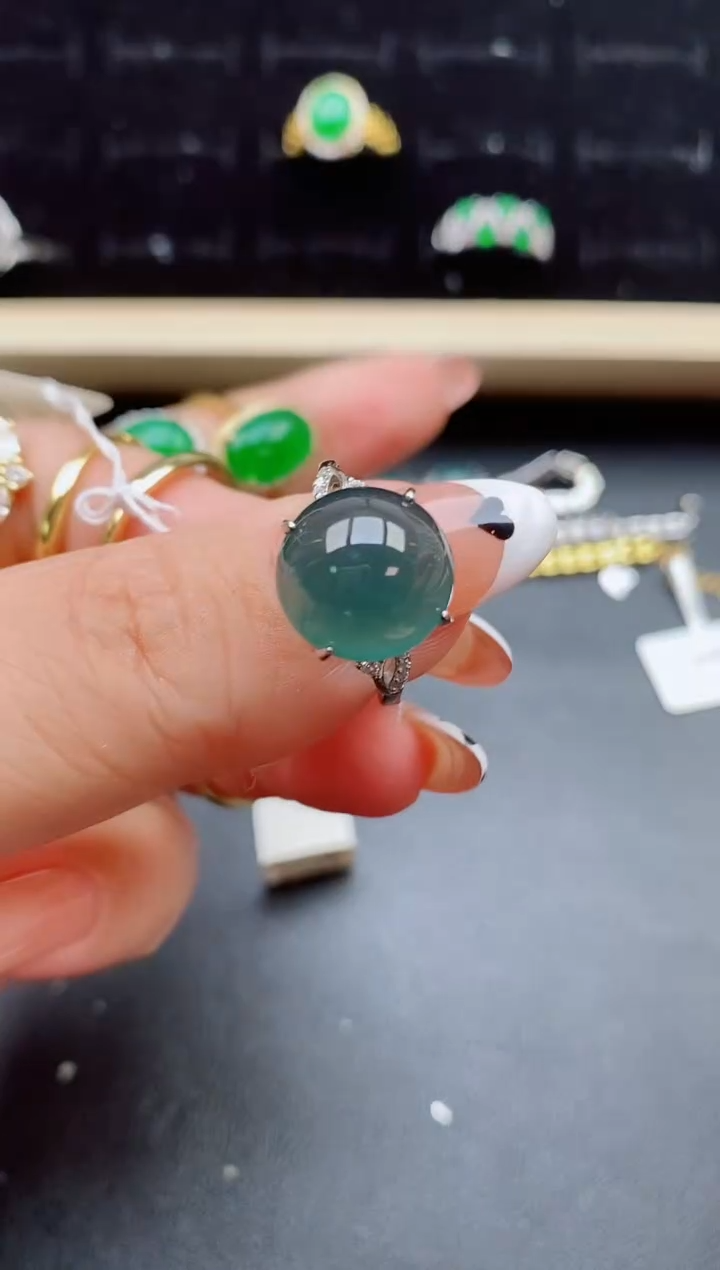 【闪购商品】翡翠戒指银S925镶嵌321312