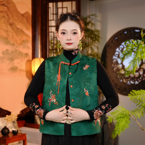 云锦花语 双面可穿加厚织花时尚精品马甲1119