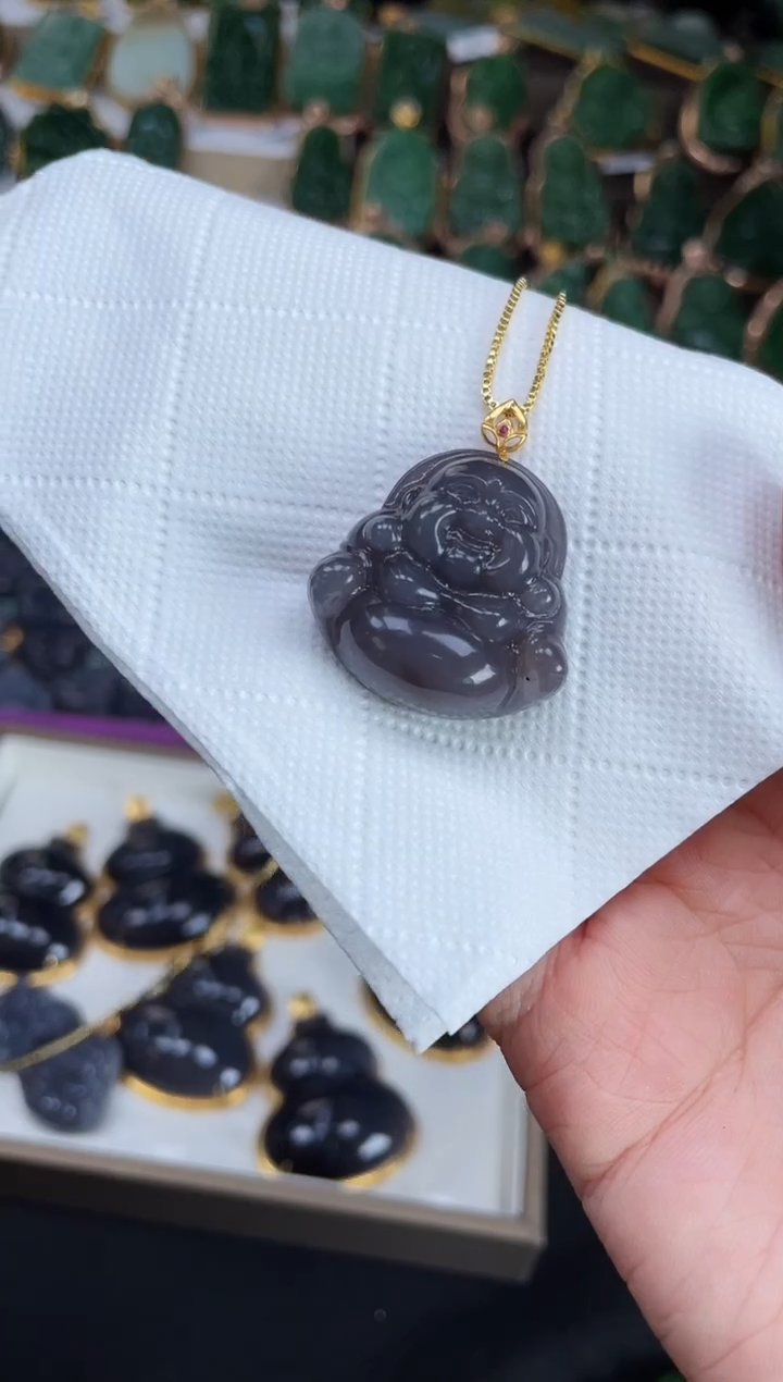 【闪购商品】和田玉吊坠18K金镶嵌多样性发一