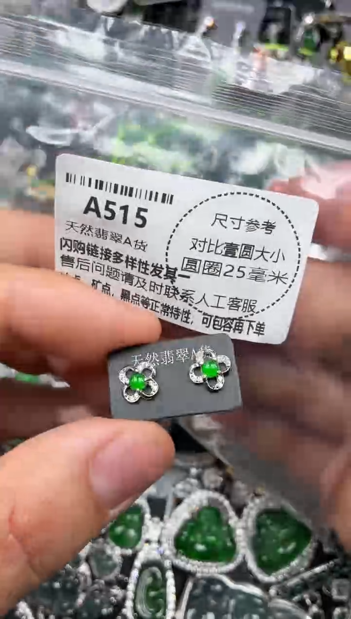 颈饰未镶嵌翡翠A515耳钉