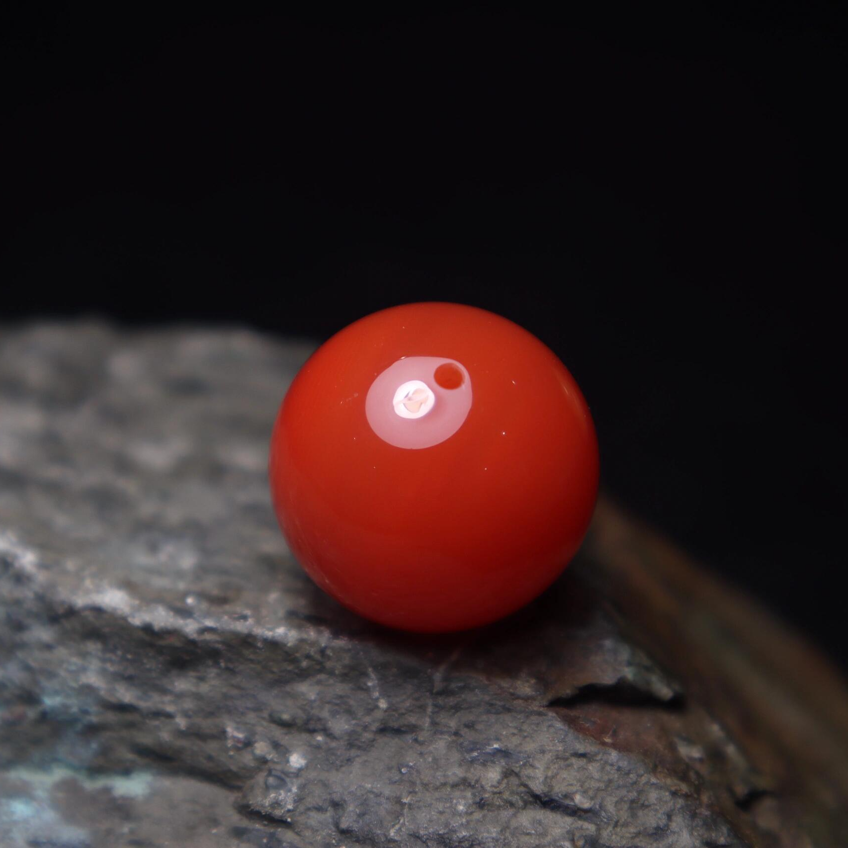 南红卡12mm圆珠一颗保山锦红亮光单珠配饰