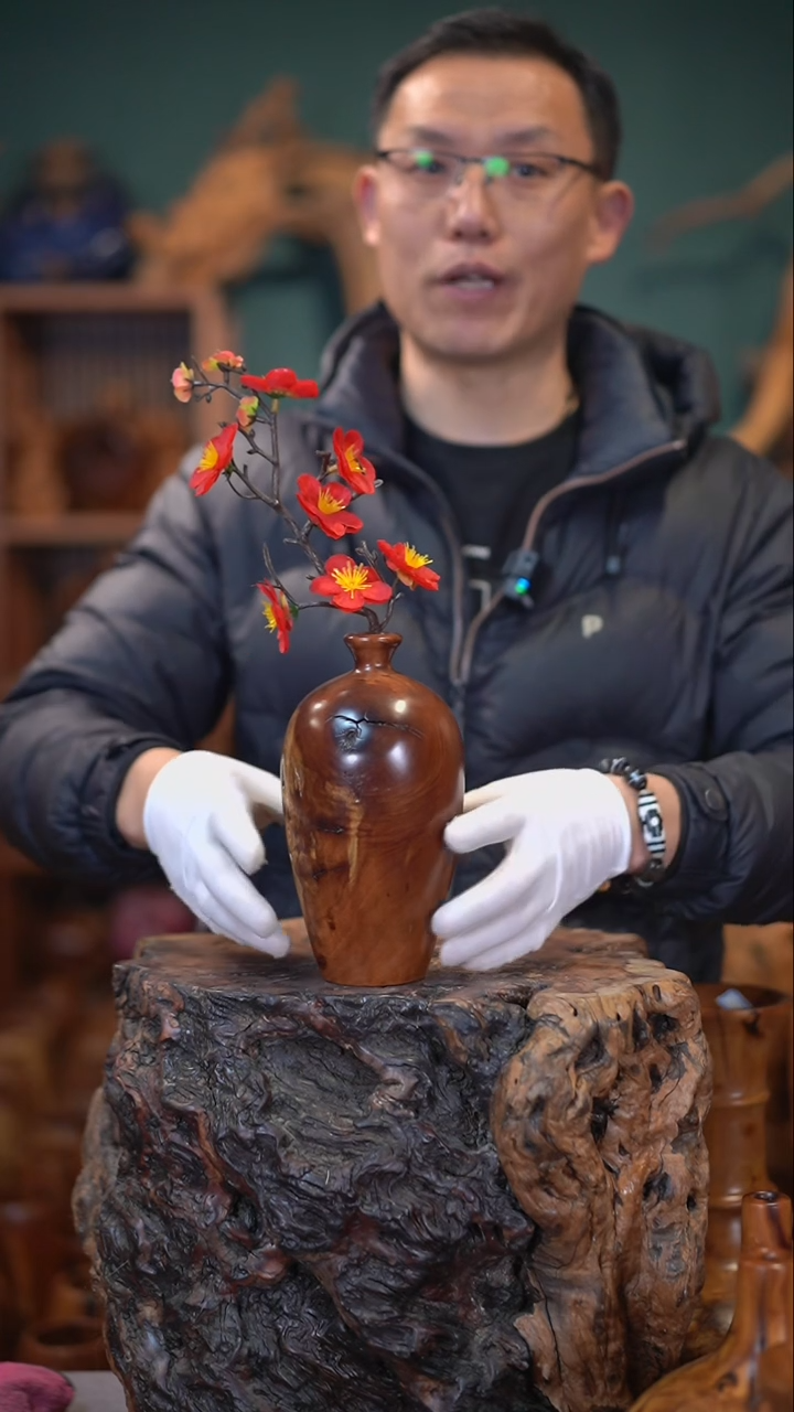 【闪购商品】枣木雷击枣木梅瓶