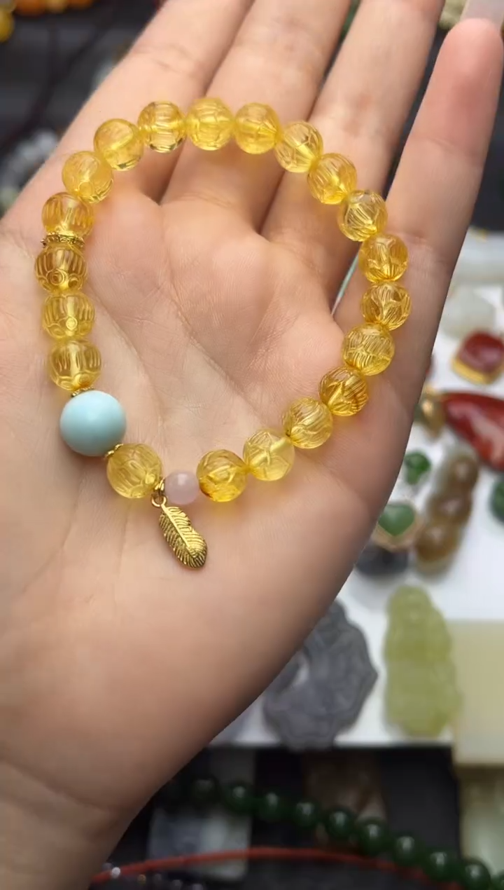 手串琥珀银S925镶嵌手串