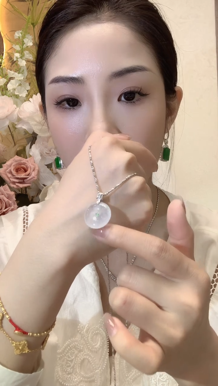 翡翠18K金镶嵌吊坠(不含链)A39翡翠