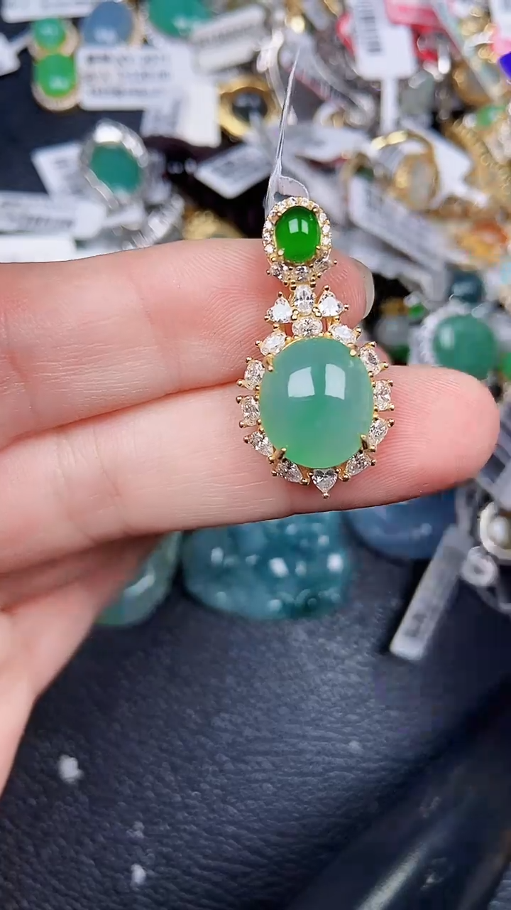 颈饰银S925镶嵌翡翠0887