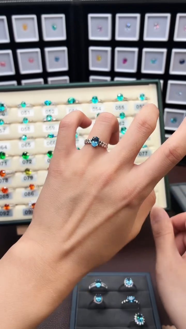 银S925镶嵌戒指海蓝宝石899