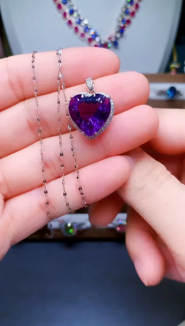 【闪购商品】紫晶颈饰银S925镶嵌50-6