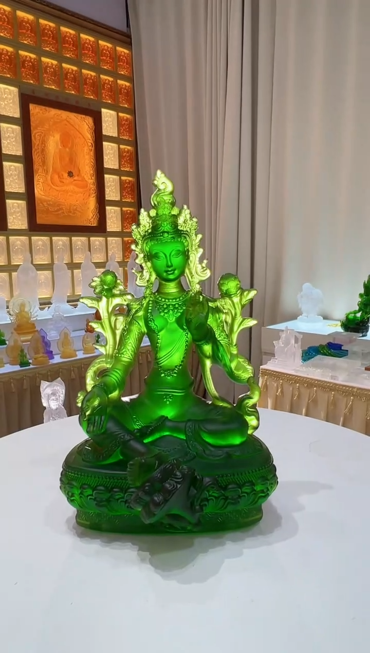 【闪购商品】茶宠匠门琉璃绿度母造像