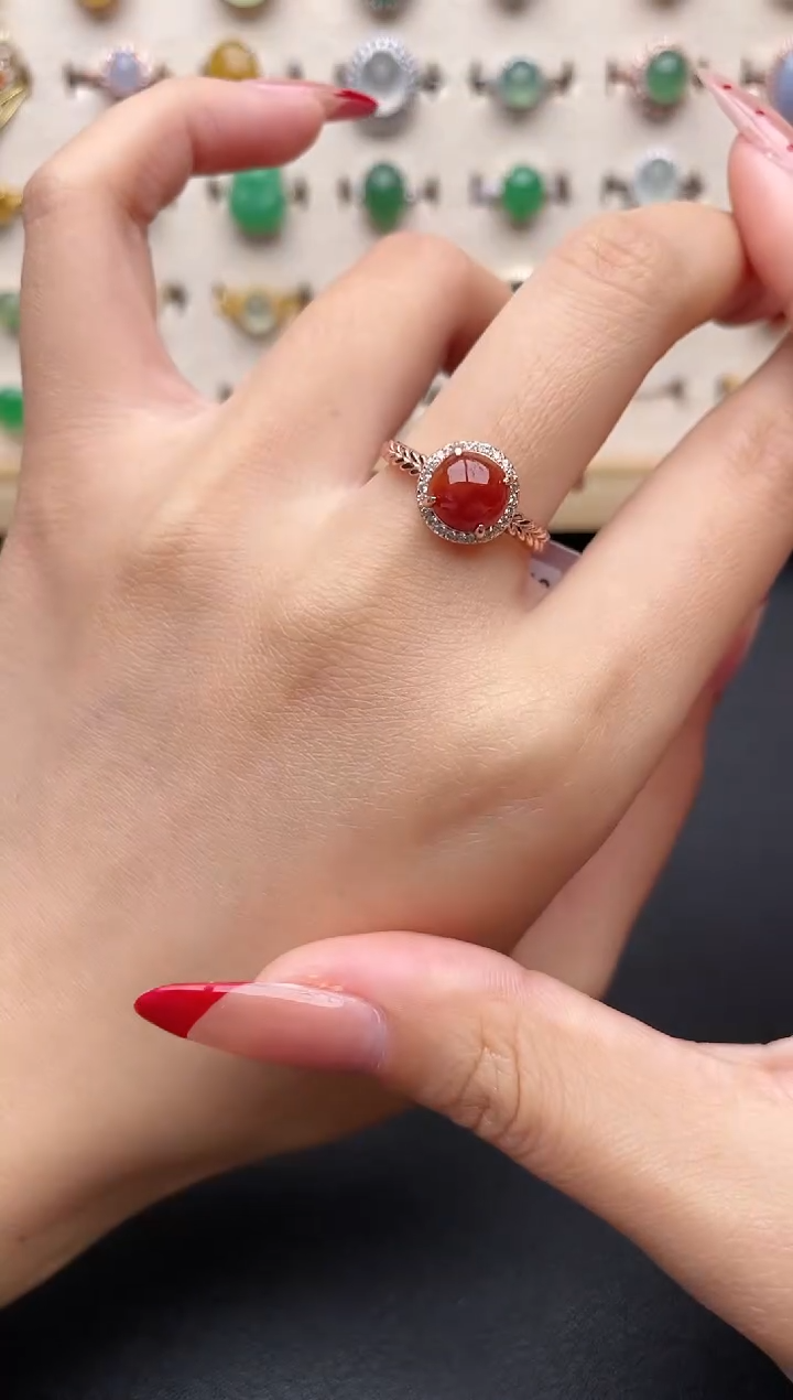 【闪购商品】翡翠戒指银S925镶嵌一物一证一礼盒