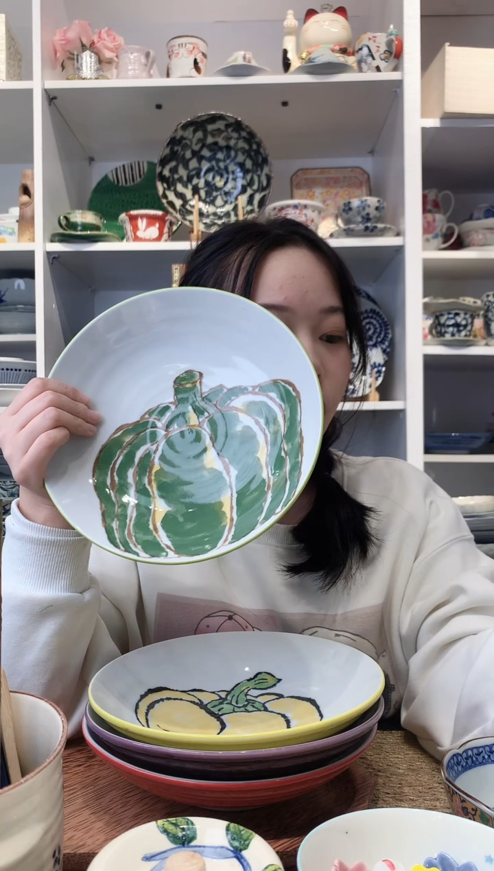 陶瓷美浓烧南瓜大深盘22cm