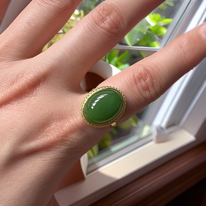 18k黄镶嵌碧玉阳绿绿色满绿气质时尚