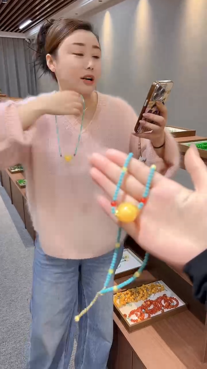 蜜蜡颈饰未镶嵌DIY款X665