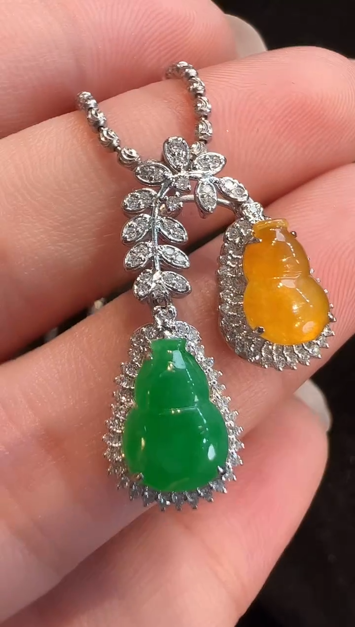 吊坠(不含链)18K金镶嵌翡翠AL1吊坠