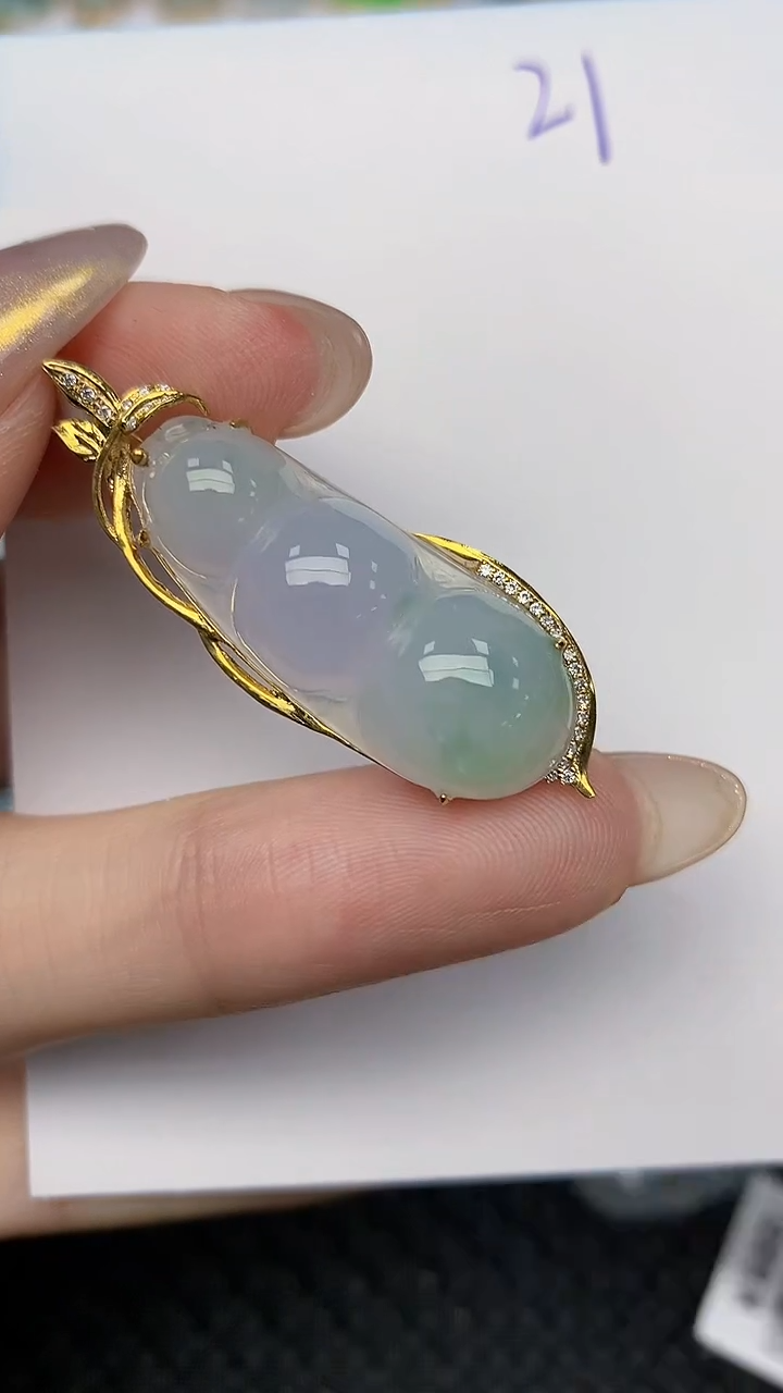 【闪购商品】翡翠颈饰18K金镶嵌 天然翡翠A货