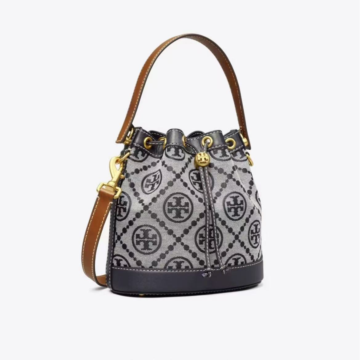 全新未使用 TORY BURCH/汤丽柏琦  提花迷你水桶包79487-405