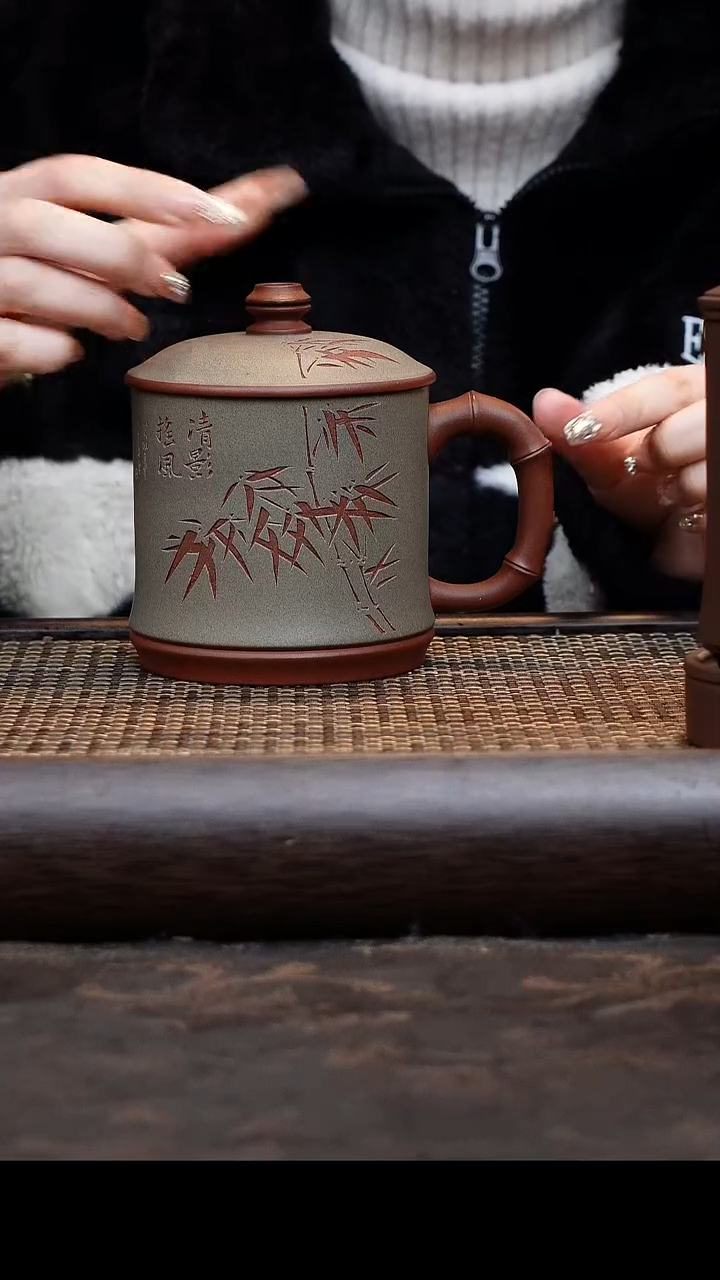 【闪购商品】紫砂茶杯粉浆竹节暇