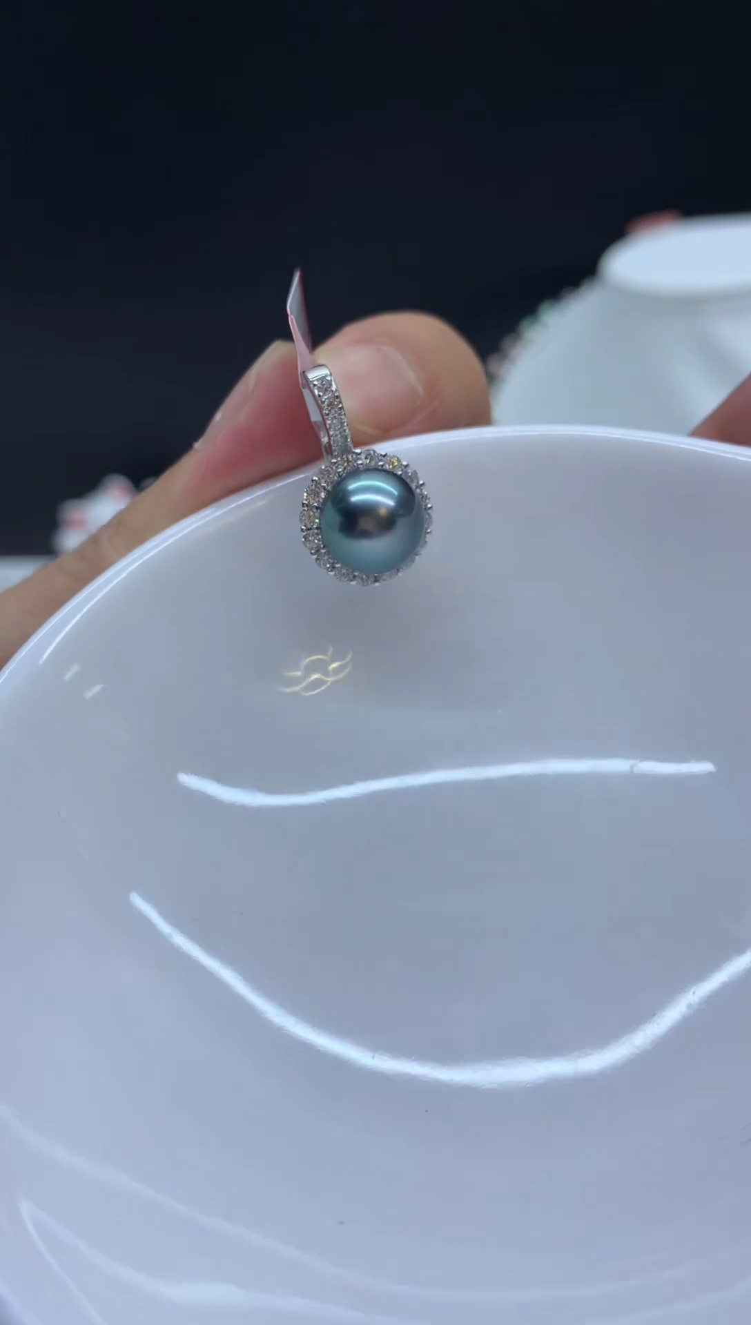 银S925镶嵌HG海水珍珠大溪地吊坠(赠链）h049