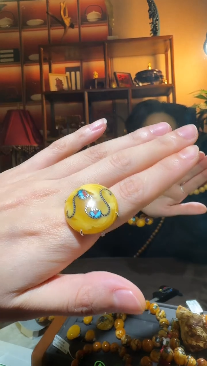 蜜蜡颈饰银S925镶嵌9266天然蜜蜡珠宝奇石