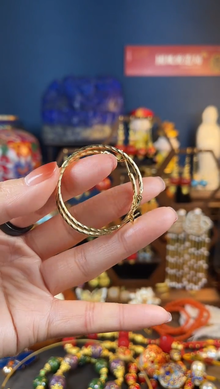 【闪购商品】扭丝珐琅景泰蓝耳圈