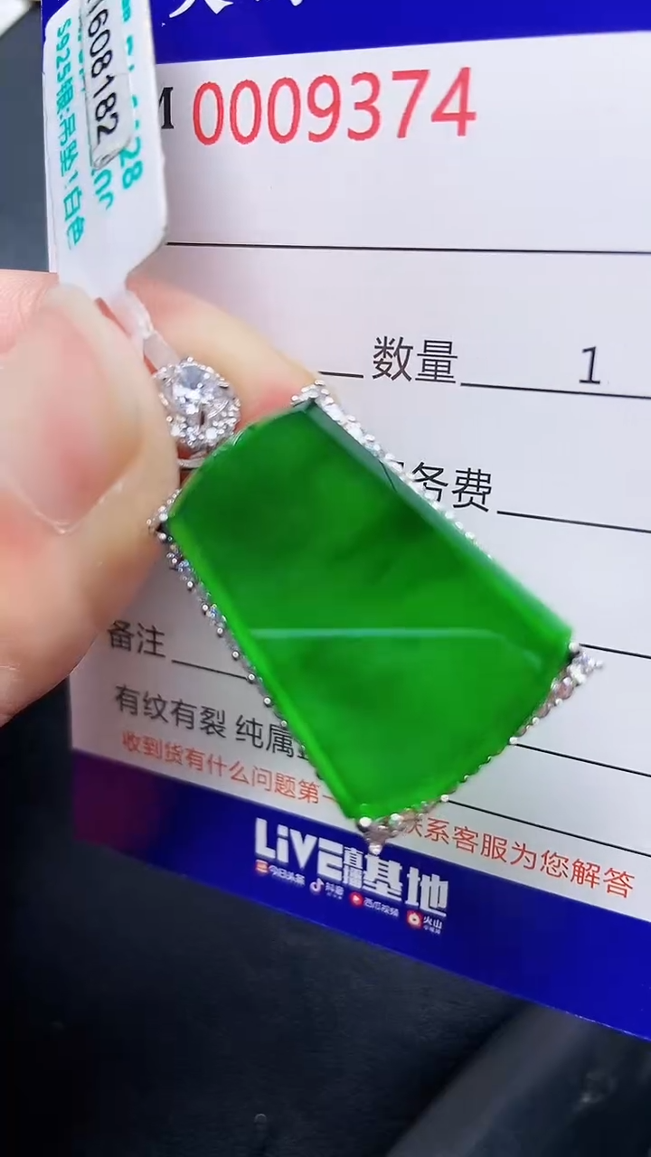 颈饰银S925镶嵌翡翠9374